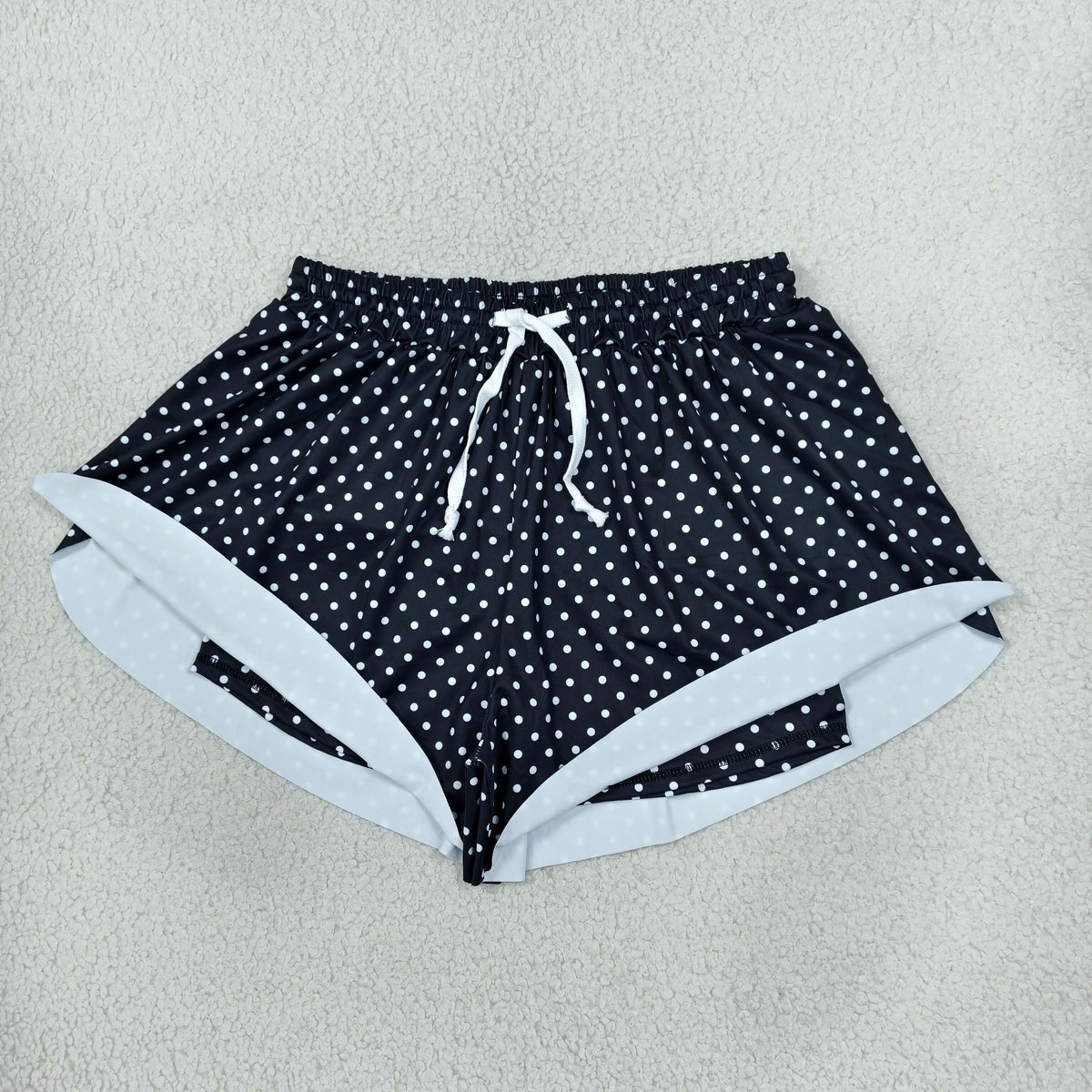 NEW RTS NO MOQ yoga fabric SS0975 Yoga Adult Women Black Polka Dots Yoga Butterfly Shorts Bottom