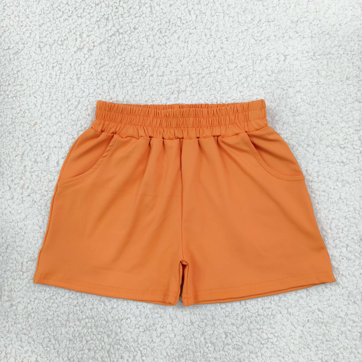 NEW RTS NO MOQ yoga fabric cotton SS0980 Baby Girls Orange Pockets Yoga Active Shorts Bottom