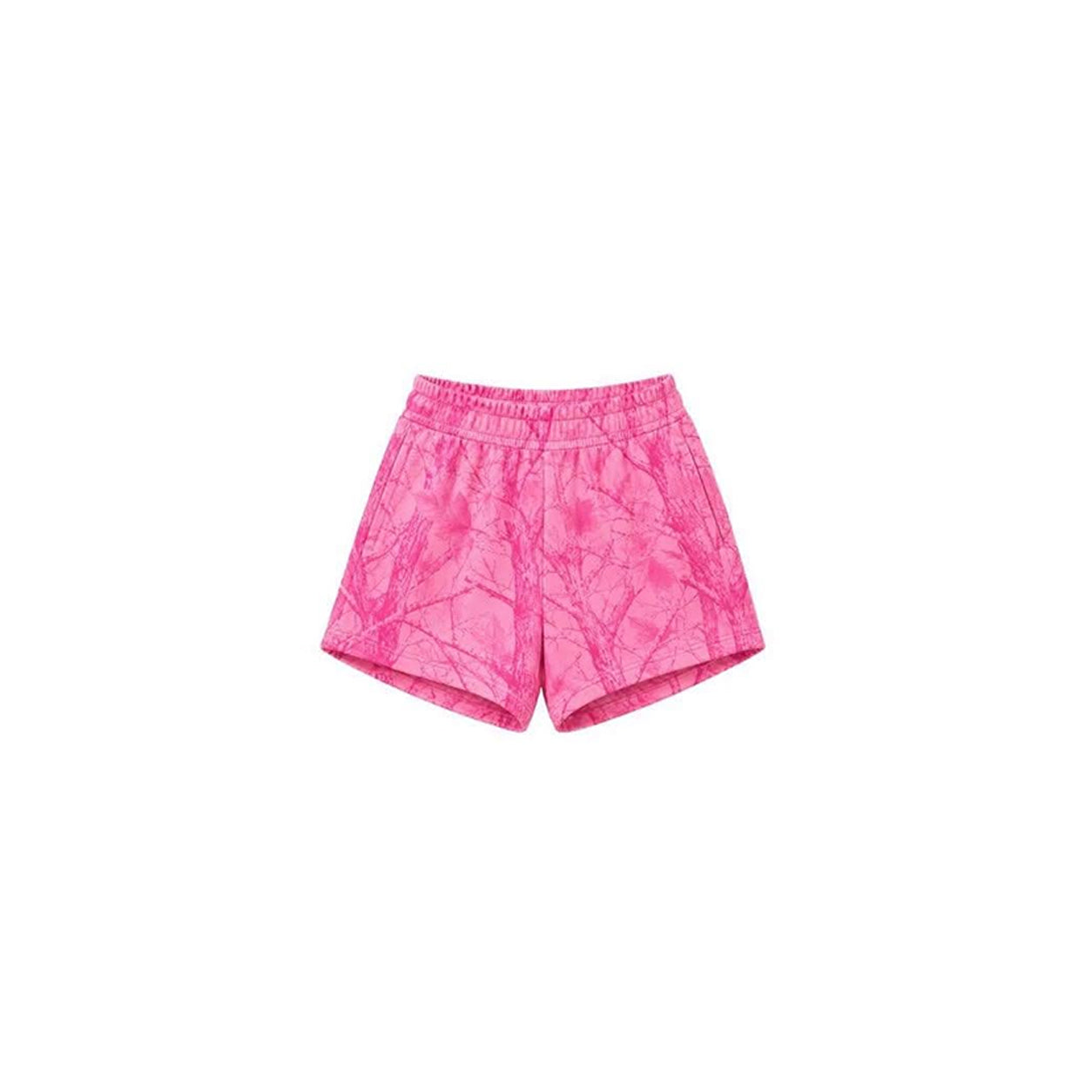 (Preorder new) No moq milk silk kid Bright Pink Maple Camo Print Sweatshirt Wide‑Leg Pants Shorts  Baby Bubble Romper