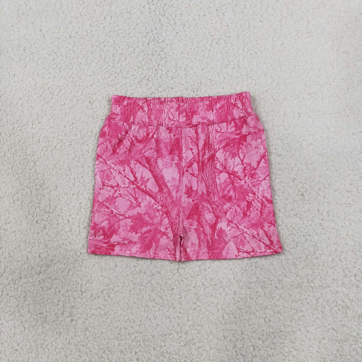 NEW RTS NO MOQ milk silk SS0993 Baby Girls Pink Leaves Camo Pockets Short Summer Bottom