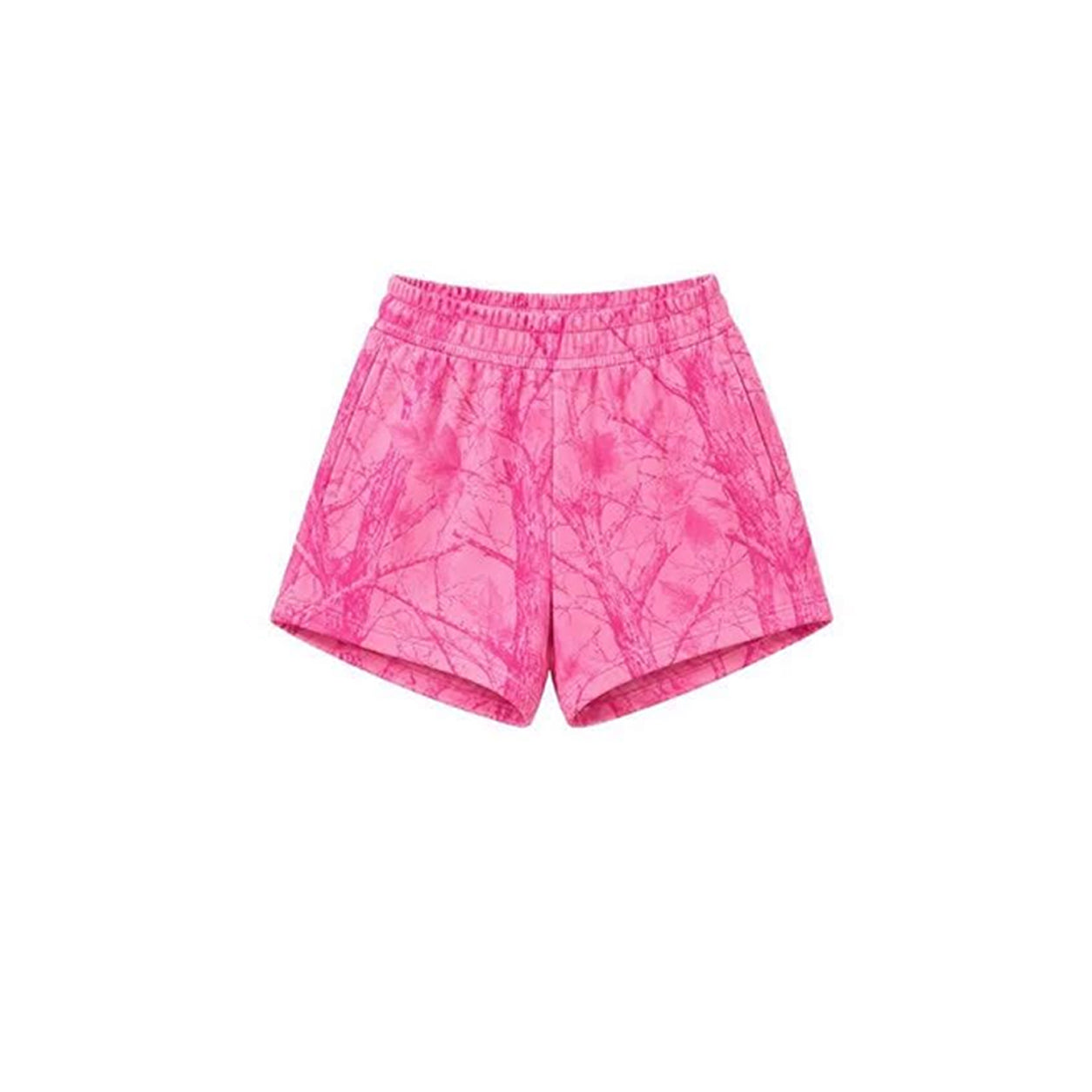 (Preorder new) No moq milk silk adult  Bright Pink Maple Camo Print Sweatshirt Wide‑Leg Pants Shorts  Baby Bubble Romper