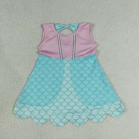 RTS NO MOQ milk silk GSD2516  Baby Girls Cute Blue Lavender Sleeveless Summer Dress