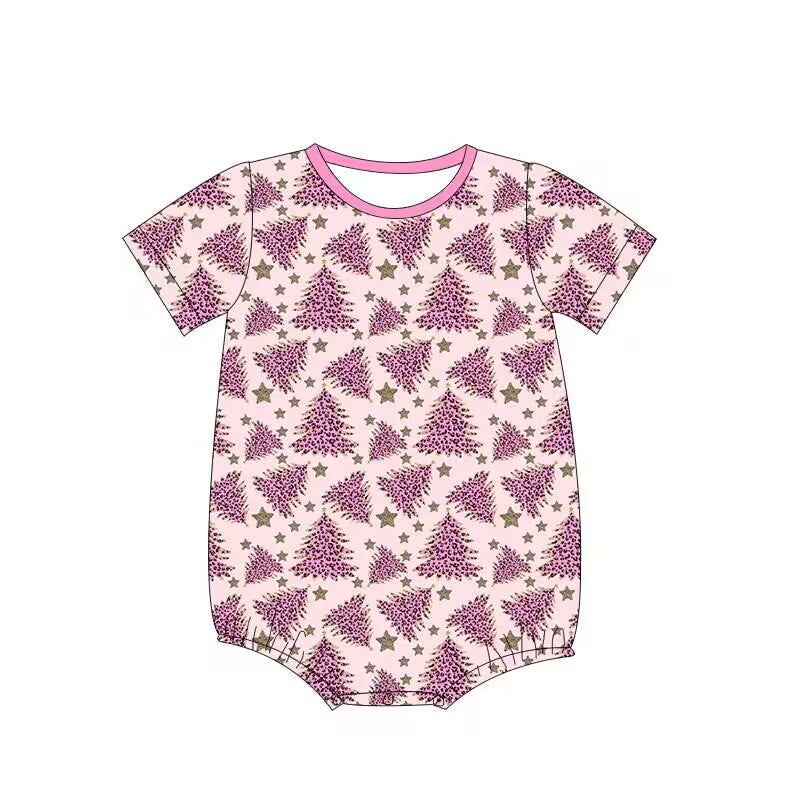 Custom moq 3 eta 6-8 weeks  Purple Christmas Tree Pink Short Romper