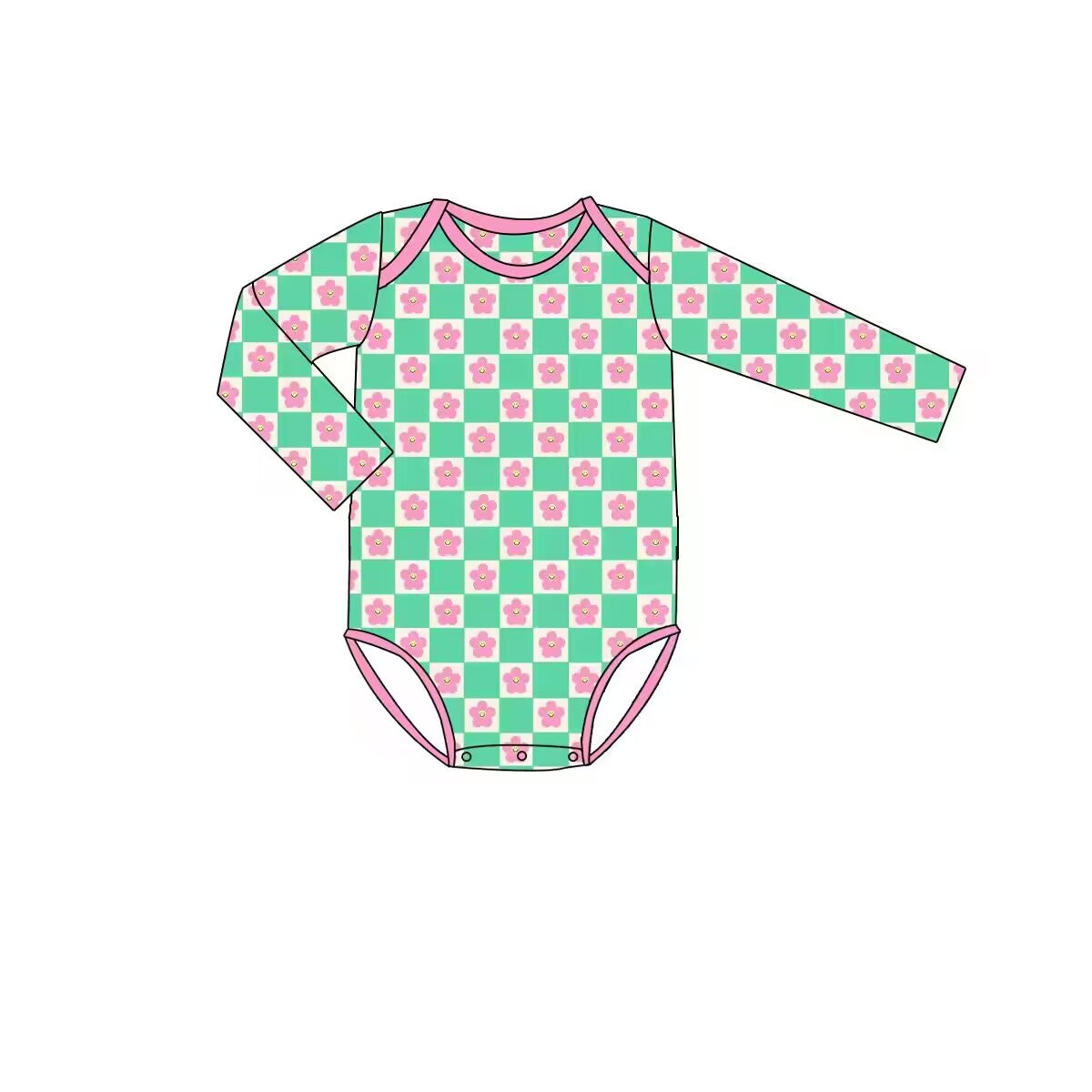 Custom moq 3 eta 6-8weeks Pink green plaid shoulder pad short romper