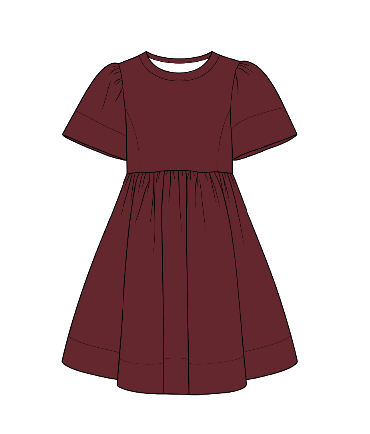 custom moq 5 mix size cotton Baby Girls Solid Short Sleeve Round Neck Gathered Waist Swing Dress