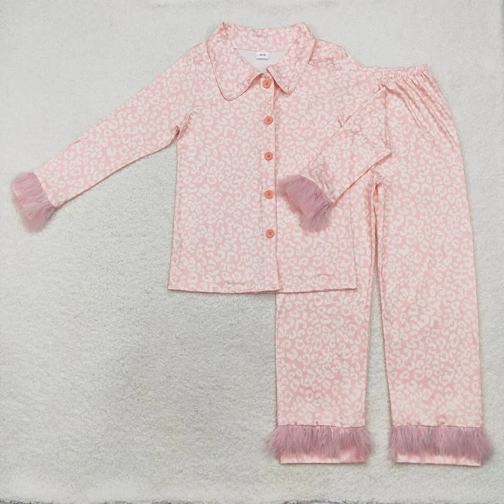 RTS NO MOQ Adult Women 5 Colors Button Up Top Pants Fur Pajamas