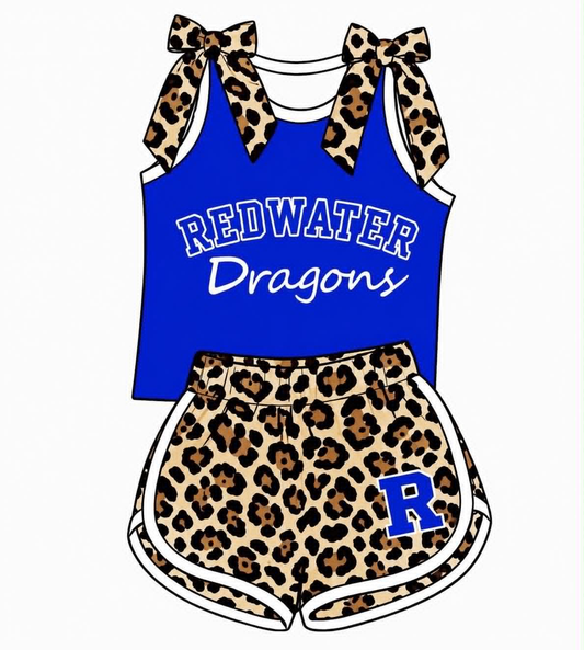 custom moq 5 mix size TH070601 Baby Girls Leopard Printed Bow Sleeveless Top Leopard Shorts Outfit Set