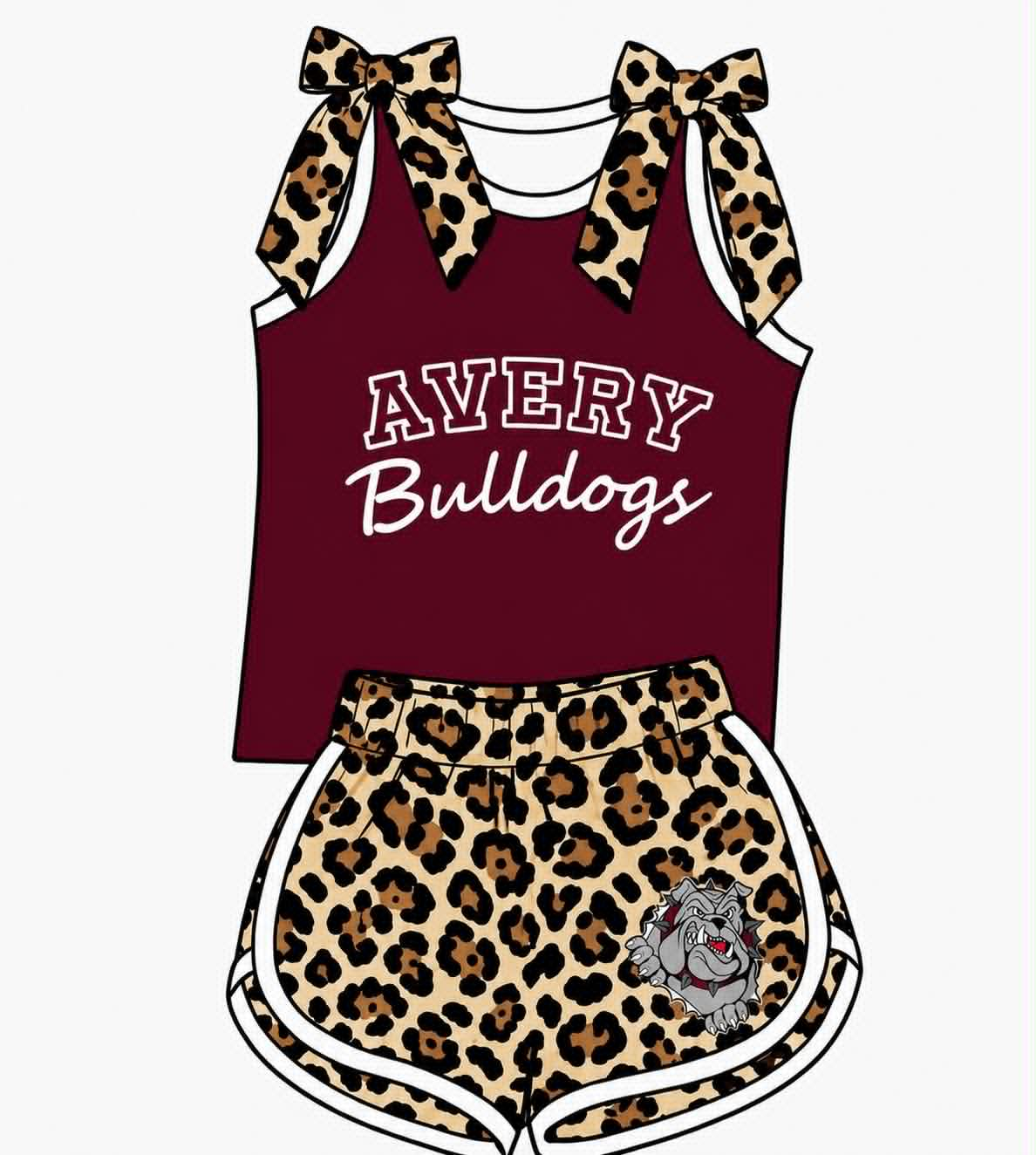 custom moq 5 mix size TH070601 Baby Girls Leopard Printed Bow Sleeveless Top Leopard Shorts Outfit Set