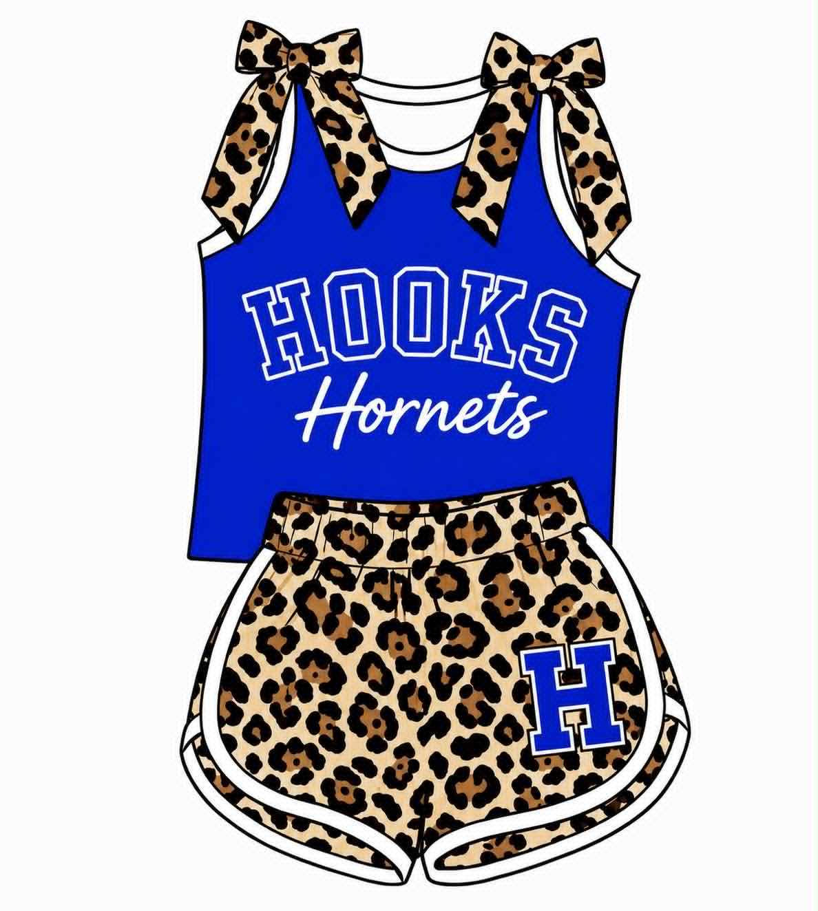 custom moq 5 mix size TH070601 Baby Girls Leopard Printed Bow Sleeveless Top Leopard Shorts Outfit Set