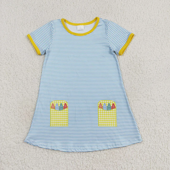 RTS NO MOQ Baby Girls Back To School Boys Sibling Dresses Summer Sets