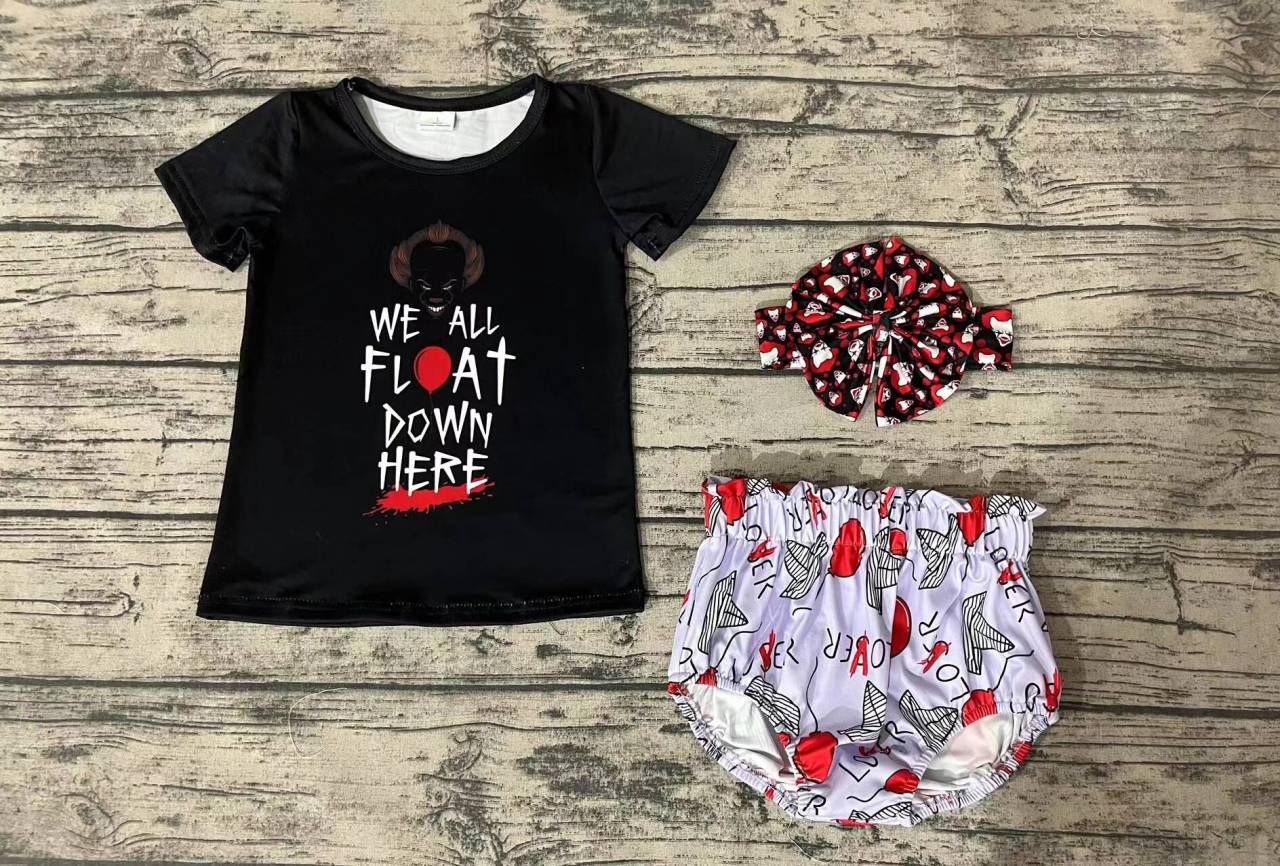 we all float down letter balloon clown black short-sleeved purple briefs headwear suit