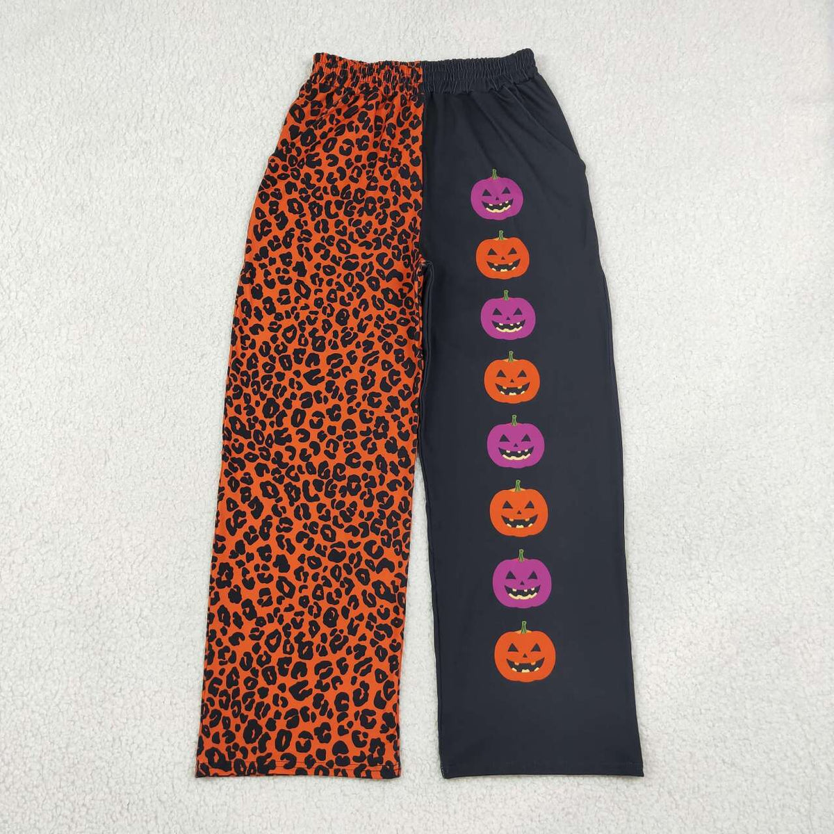 NEW RTS NO MOQ milk silk P1136 Baby Girls Ghosts Pumpkins Leopard Halloween Pockets Straight Pants