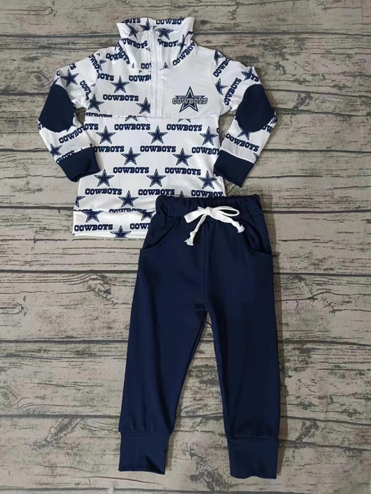 Custom moq 3 tat about 6-8 weeks moq 5 eat 3-4weeks Long sleeve trousers five-pointed star navy blue custom