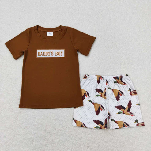 RTS Baby Girls Daddy's Father's Day Duck Summer Sibling Shorts Clothes Sets