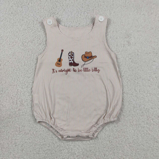 RTS NO MOQ milk silk SR3335 Baby Boys Western Stripe Guitar Boot Hat Sleeveless Rompers