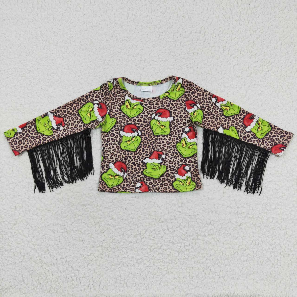GT0190 Cute Clothes Christmas leopard fringed top