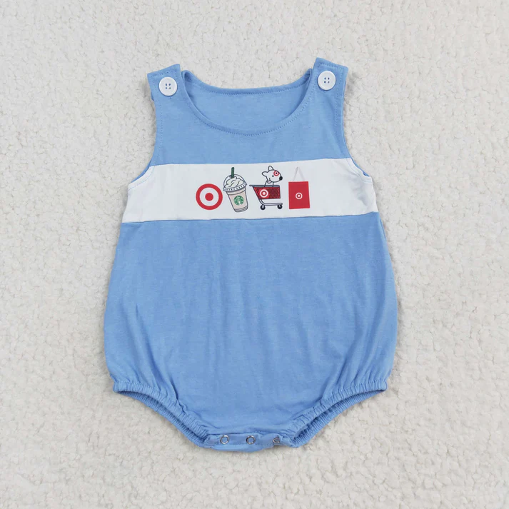 RTS NO MOQ  Baby Girls Boys Coffee Cart Summer Sibling Rompers Clothes Sets