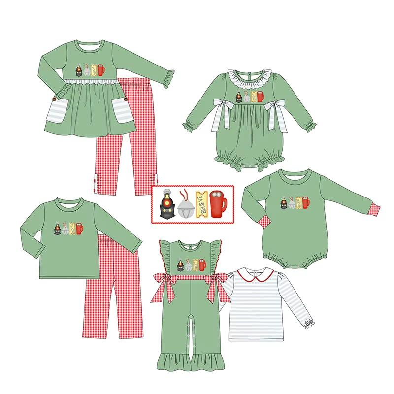 custom moq 3 each mix size eta 6-8weeks  Green short-sleeved trousers matching kids clothing