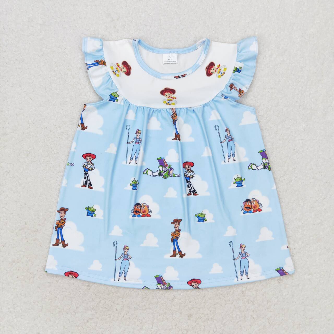 Cute Clothes  GT0592 Baby Girls Summer Blue Flutter Sleeve Tops