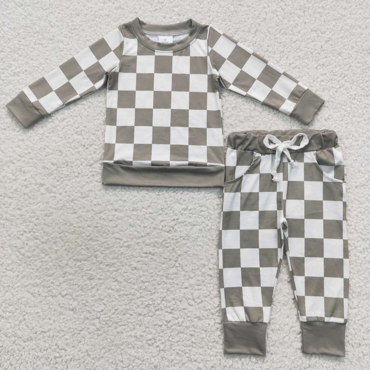 RTS NO MOQ ETA 5/7days Arrived BLP0272 Green and White Plaid Long Sleeve Trousers Suit