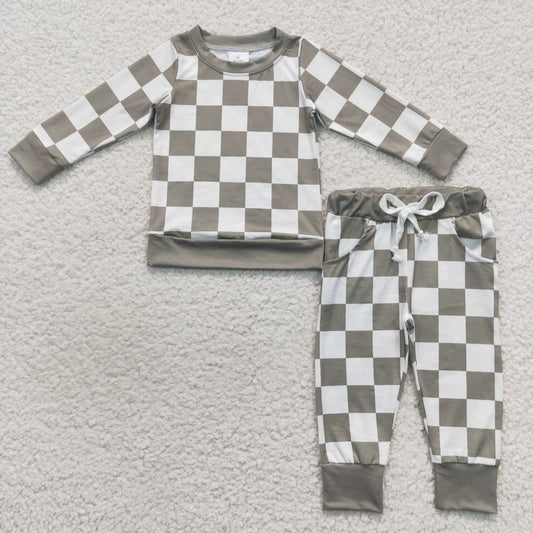 RTS NO MOQ ETA 5/7days Arrived BLP0272 Green and White Plaid Long Sleeve Trousers Suit