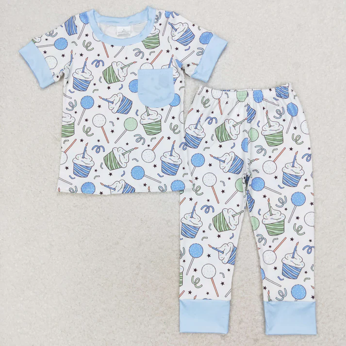 RTS NO MOQ Baby Girls Birthday Sibling Brother Tops Pants Pajamas Clothes Sets happy birthday