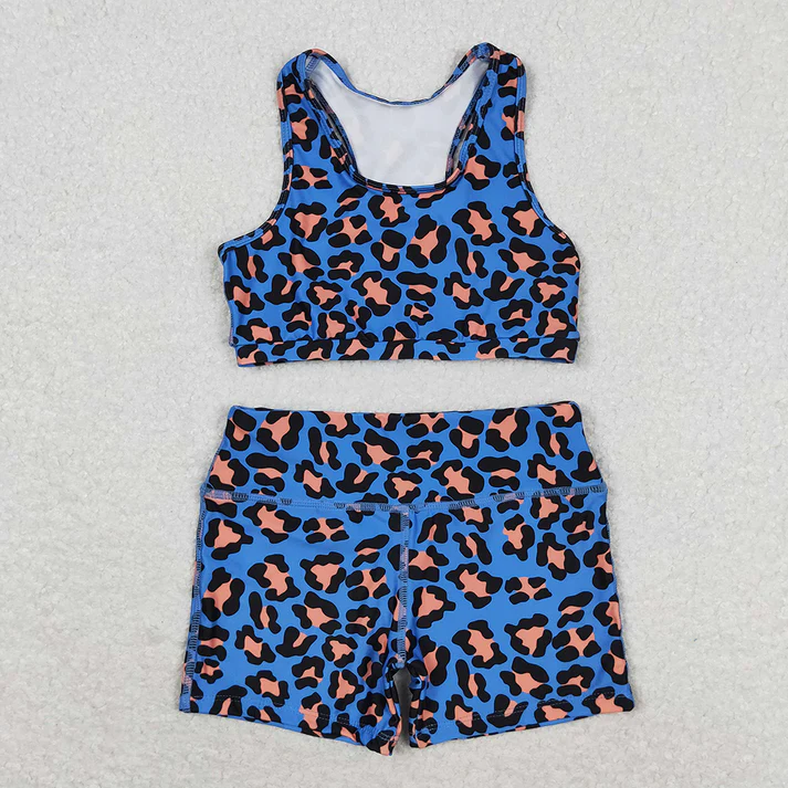 RTS Baby Girls Western Sports Crop Tops Shorts Sibling Clothes Sets bike shorts sets
