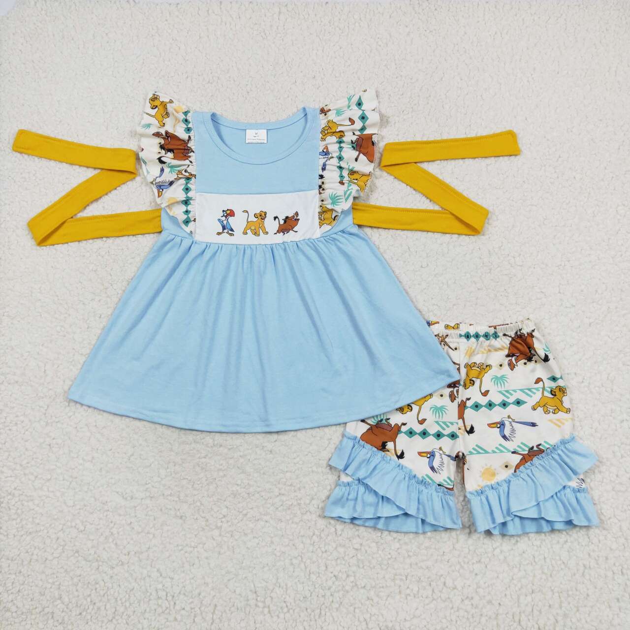 Cute Clothes GSSO1191 belt blue sleeveless shorts suit