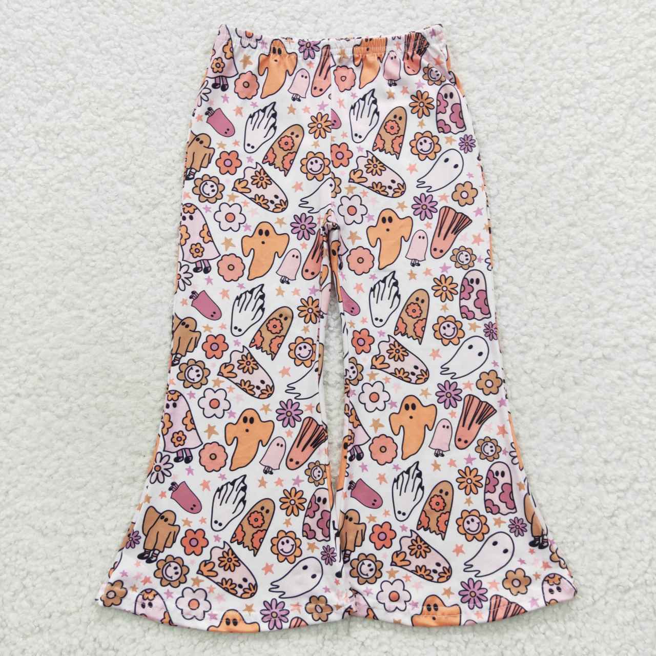 P0201 Flower ghost star white milk silk trousers