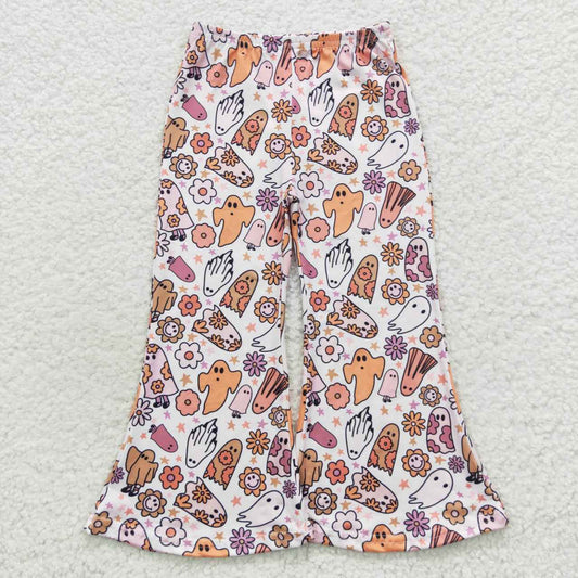 P0201 Flower ghost star white milk silk trousers