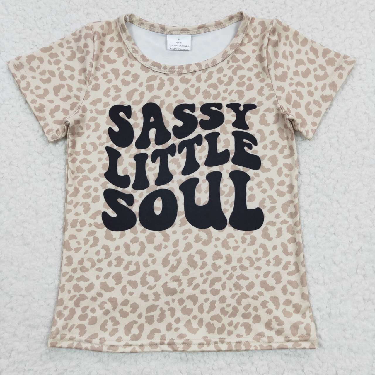 RTS NO MOQ（In Stock ) GT0184 sassy little soul leopard khaki short sleeve top