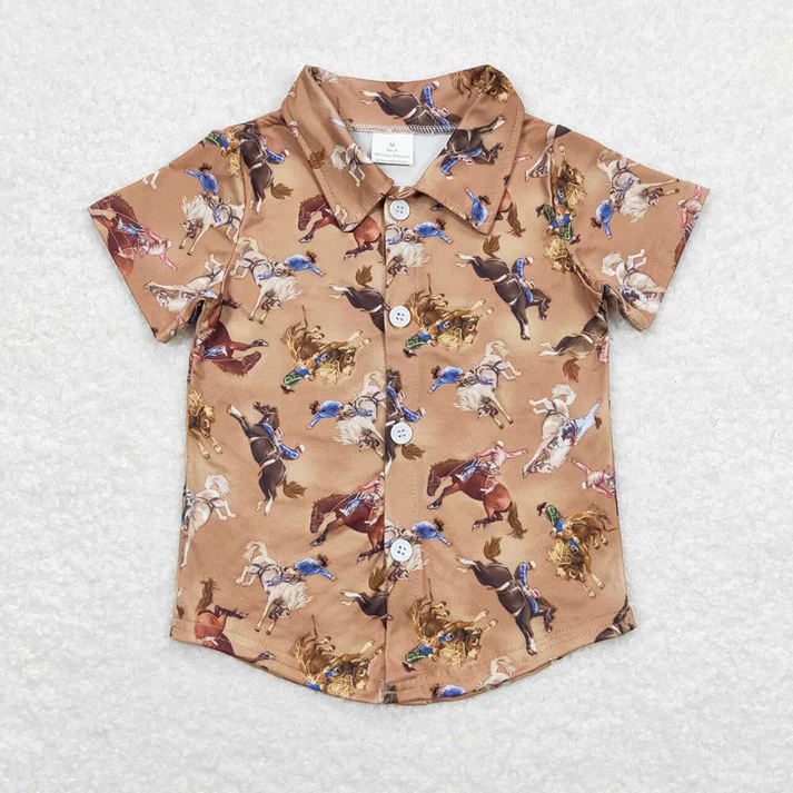 RTS Baby Boys Western Sibling Short Sleeve Buttons Tee Shirts Tops