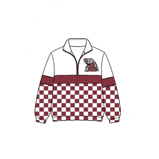Custom moq 5 mix size milk silk summer teams Daddy and Me Red Long Sleeve Team Zipper Pullover Tops