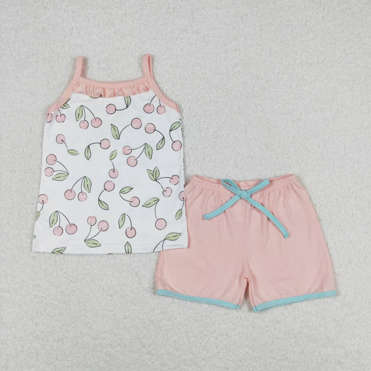 RTS GSSO0865 Girls cherry suspender shorts summer suit
