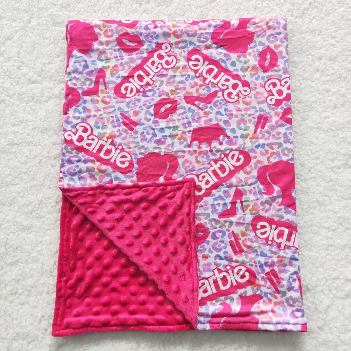 BL0053 Cute Clothes letter purple leopard rose red blanket