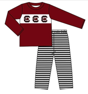 Custom moq 3 tat about 6-8 weeks  Boys' long sleeve and long pants suit in maroon