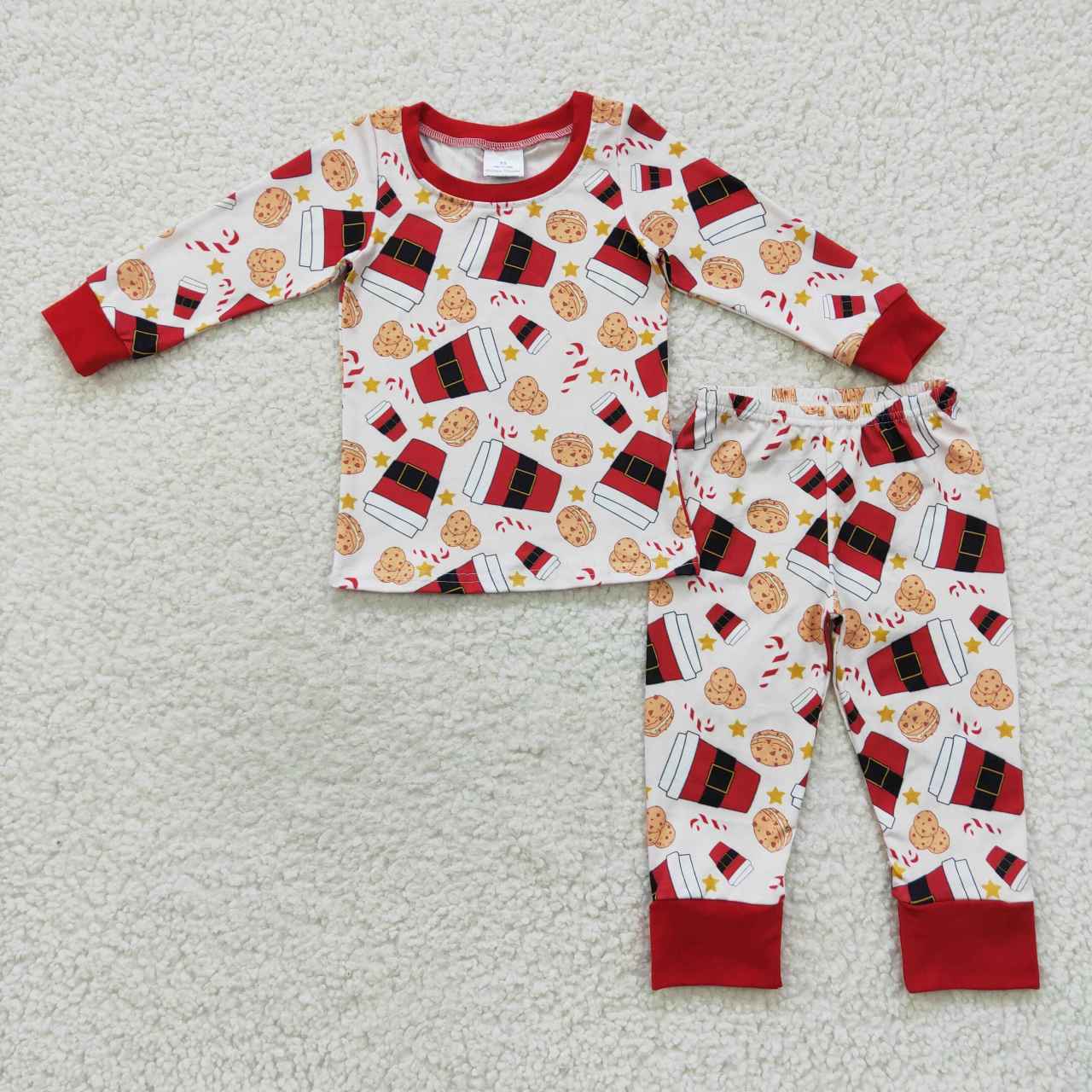 RTS NO MOQ（In Stock ) BLP0242 Cookie Santa Mug Long Sleeve Pant Set