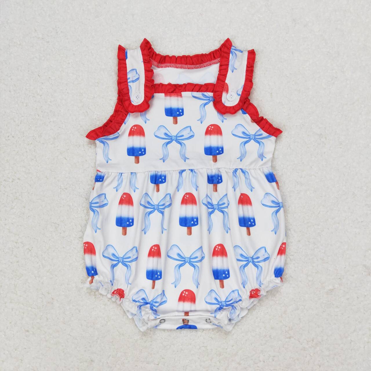 RTS no moq SR1551 Bow-knot ice cream red lace vest jumpsuit