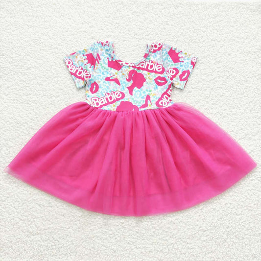 GSD0462 Cute Clothes color leopard rose red short-sleeved dress