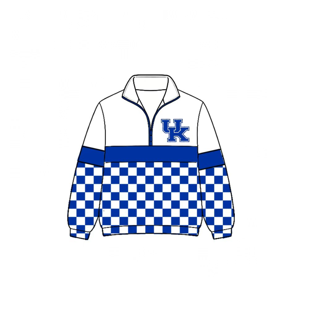 Custom moq 5 mix size milk silk summer teams Blue Daddy and Me Long Sleeve Team Zipper Pullover Tops