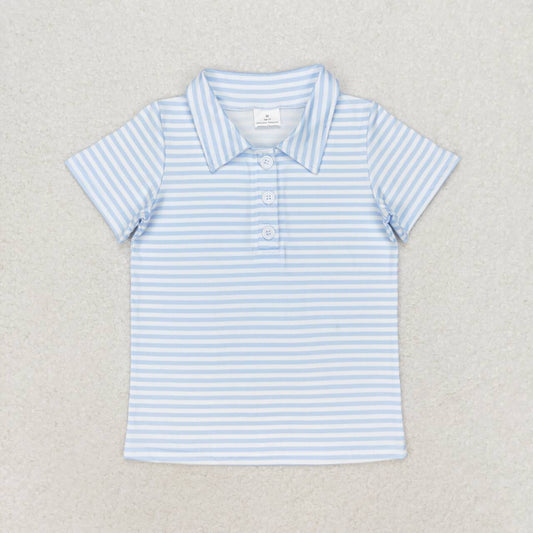 RTS NO MOQ（In Stock ) BT0653 baby boy clothes blue stripes boy summer tshirt
