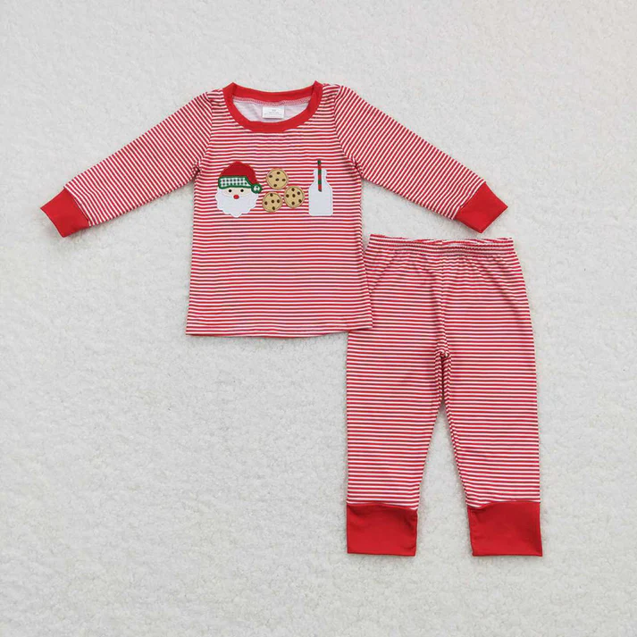 RTS NO MOQ Christmas Santa Cookie Embroidered Christmas Cookies Sibling Styles Clothing