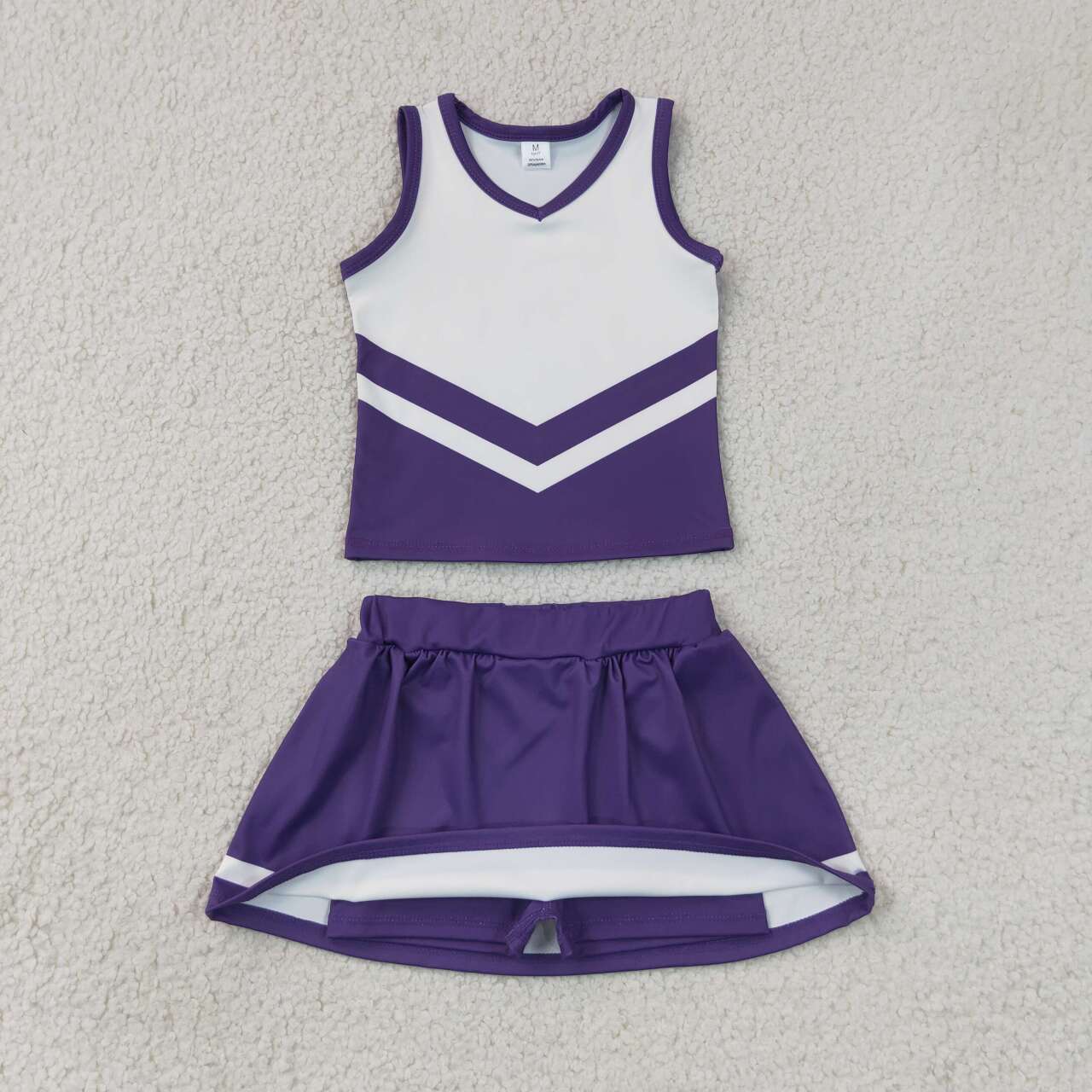 RTS NO MOQ yoga fabric GSD4192 Baby Girls Purple Stripe Vest Skort Team Yoga Active Outfit