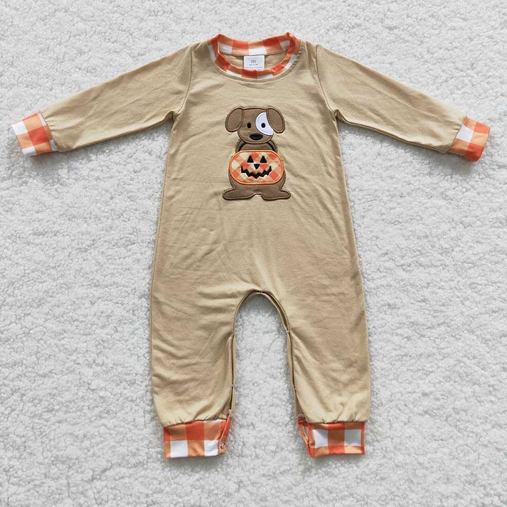 RTS NO MOQ  Baby Sibling Dog Pumpkin Halloween Clothes Sets Rompers