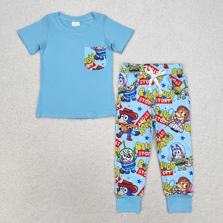 RTS NO MOQ  Baby Boys Dogs Sibling Summer Girls Dresses Clothes Sets