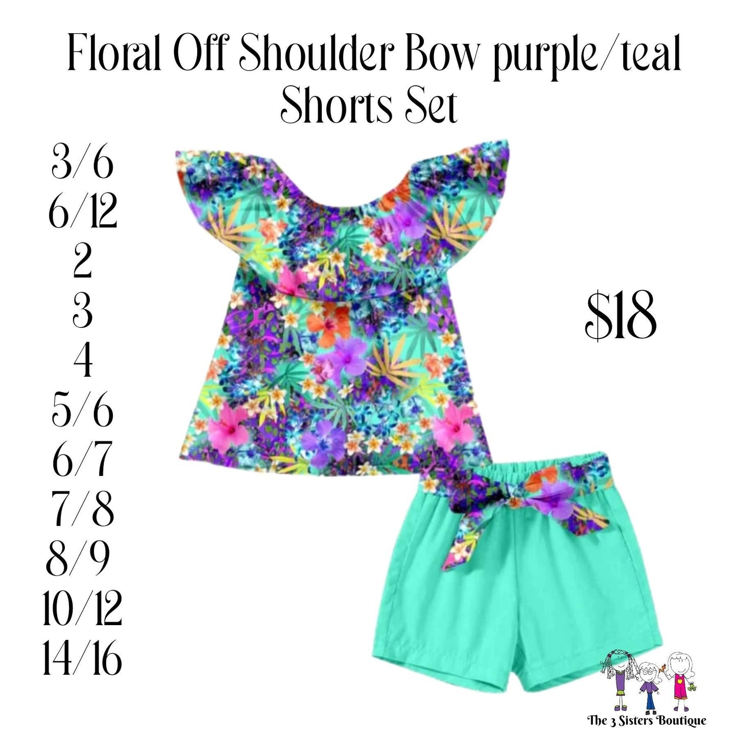 girls short sleeve short pants flower print