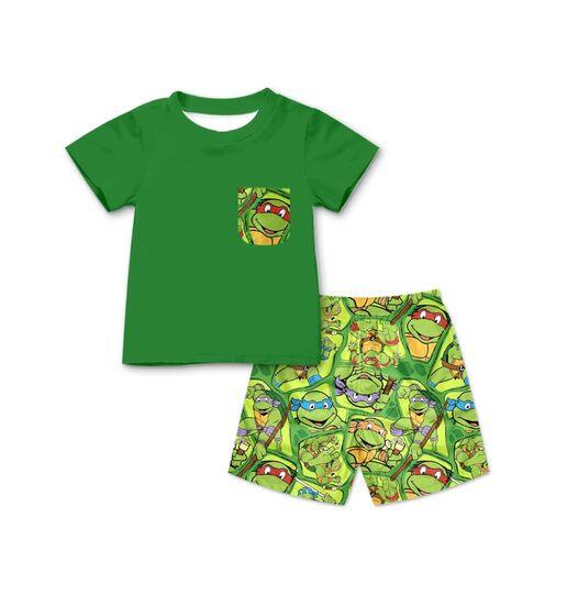 Boys green short sleeve with short pants