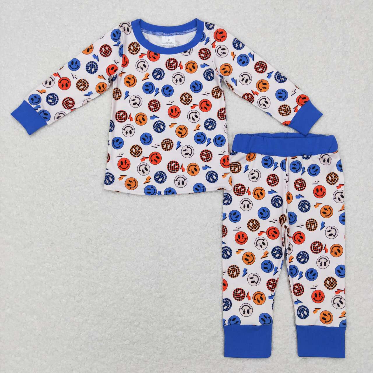 RTS NO MOQ（In Stock ) Smiley Lightning Beige Long Sleeve Pants Suit