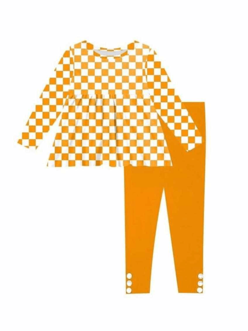 Girls orange long sleeve long pants outfit moq 5