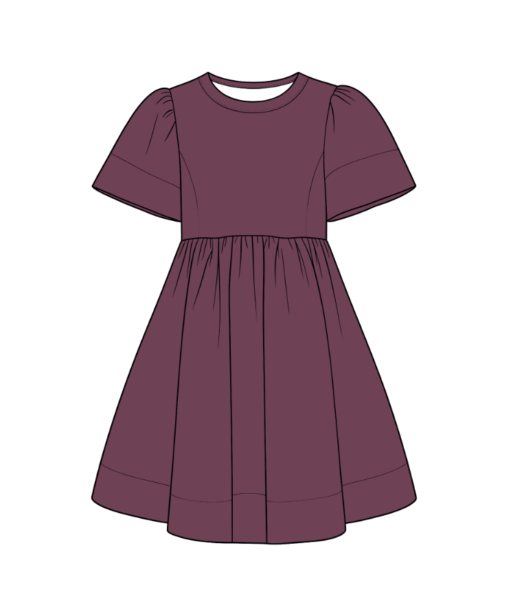 custom moq 5 mix size cotton Baby Girls Solid Short Sleeve Round Neck Gathered Waist Swing Dress